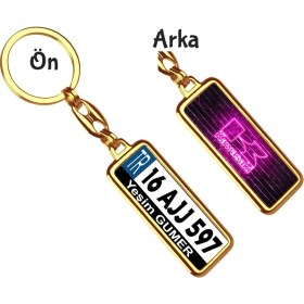 Resim Hediye Zengini Kişiye Özel Kawasaki Neon Pembe Logo Tema Plaka Anahtarlık 