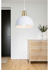 Resim Haus Mini Yarım Küre Gold Kukalı Abs Beyaz Sarkıt Küçük Alanlara Uygun Mutfak Koridor Avize Beyaz - Altın 