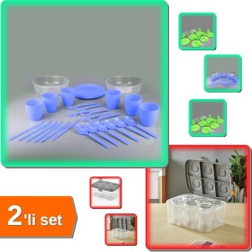 Resim Hereveoyuncak 6 Kişilik Piknik Seti + Şeffaf Bardak Taşıma Kutusu - 2li Set XYZ789 