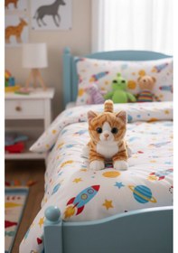 Resim Miyavlayan Peluş Kedi 25 Cm - Yumuşacık Tüylü Sesli Uyku Arkadaşı Ve Hediye Kedi Oyuncak Kahverengi 