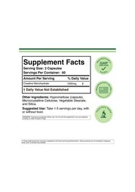 Resim Creatine Monohydrate 1,000 Mg 120 Capsules . Usa Menşei. 