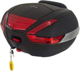 Resim WHEELIE XT68-B 48 Litre Motosiklet Arka Çanta Siyah Su Geçirmez Tak Çıkart Özellikli ABS Top Case Üniversal 