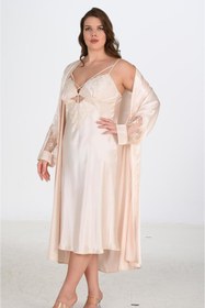 Resim AHU Will Like 2li Fildişi Sabahlık Takımı Bigsize 6222 
