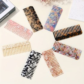 Resim 1 adet Mini Renkli Asetik Asit Geniş Dişli Tarak, Plastik Kıl, Kıvırcık, Kalın, Uzun, Islak Saçlar, Normal Saç Tipi için Şekillendirme Aracı 