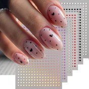 Resim 6'lı Aşk Tırnak Sanatı Sticker Seti Sevgililer Günü Romantik Mini Kalp Lazer Renkli Kendinden Yapışkanlı Tırnak Çıkartmaları, Manikür Aksesuarları Dekoratif Tırnak Sanatı Stickerları 