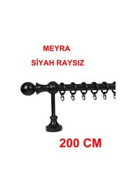 Resim Meyra Demonte Başlıklı Ahşap Rustik Perde Askısı - Raysız -siyah 200 Cm Siyah 