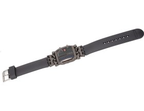 Resim Vkemall Erkeklere Özel Yengeç Desenli Led Saat - İkili Zaman Gösterimi, 31 Led Işık, Günlük Su Geçirmez, Cr2032 Pil Dahil Siyah Kasa-siyah Kayış Turuncu 