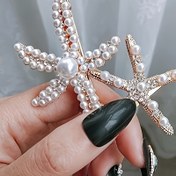 Resim Vintage Denizyıldızı Saç Tokası - Taklit İnci ve Metalik Altın Detaylı, Kadınlar İçin Şık Saç Aksesuarı, Günlük veya Resmi Kullanım için Zarif Saç Tokası 
