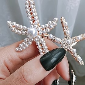 Resim Vintage Denizyıldızı Saç Tokası - Taklit İnci ve Metalik Altın Detaylı, Kadınlar İçin Şık Saç Aksesuarı, Günlük veya Resmi Kullanım için Zarif Saç Tokası 