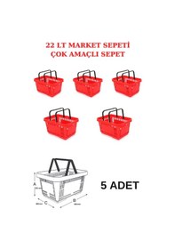 Resim 22 Litre 5 Adet Market Sepeti, Alışveriş Sepeti, Saplı Market Sep 