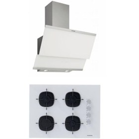 Resim Silverline 2'li Beyaz Cam Ankastre Set 3420 Classy 60 cm -Cs5665w01 65cm Cam Ocak 