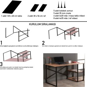 Resim Güzelkan Madeni Eşya Çalışma Masası Raflı Bilgisayar Masası Ofis Sandalyesi Seti 1015 