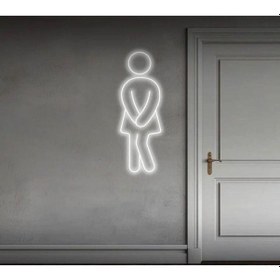 Resim Wc Yönlendirme İnsan Figürlü Neon Tabela Beyaz 