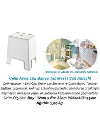 Resim Geseus Banyo Taburesi Büyük Boy Çok Amaçlı TABURE-129-BEYAZ 