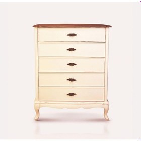 Resim Masifart Linde 5 Çekmeceli Şifonyer Beyaz Eskitme 