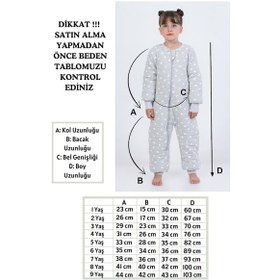 Resim Cantoy Kız Erkek Çocuk Kalın Elyaf Dolgulu Premium Kalite 2.5 Tog Desenli Uyku Tulumu Koyu Gri - Beyaz 