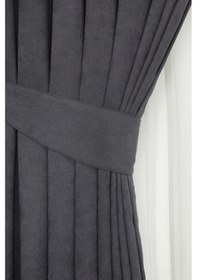 Resim Home Color Home Antrasit Gri Petek Kadife Dokulu Fon Perde Düz Dikişli Ekstrafor Büzgü 1.sınıf Kalite Diğer 