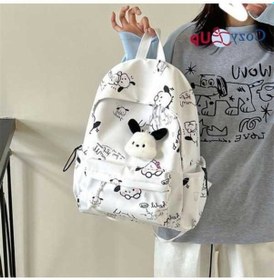 Resim Luckydog Öğrenci Sırt Çantası, Beyaz Minimalist Baskılı, Graffiti, Lise Ortaokul Kadın Beyaz 