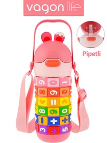 Resim Vagonlife 430 ML Pipetli Çelik Termos Askılı Matematiği Sevdiren Su Matarası FFVGN-430ML30031 