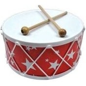 Resim Oyuncak Davul Askılı Trampet Baget Çocuk Müzik Seti 25 Cm Kırmızı 