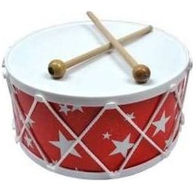 Resim Oyuncak Davul Askılı Trampet Baget Çocuk Müzik Seti 25 Cm Kırmızı 