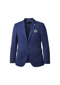 Resim Plus Scorpion Erkek Lacivert Mono Yaka Likralı Blazer Ceket Esnek Konfor Kumaş, Tek Düğmeli Slim Fit Lacivert 