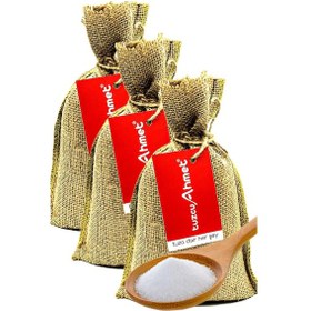 Resim 3 Adet 1 KG Taş Değirmende Öğütülmüş Jüt Torbada Kristal Kaya Tuz 