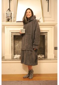 Resim Rokeff Wellsoft Tek Kişilik Giyilebilir Battaniye Antrasit L/XL 