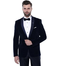 Resim Wessi Düz Lacivert Velvet Ceket Siyah 