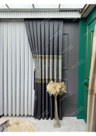 Resim Pallas Desen Lüks Gri Pano Fon Perde Gold Detaylı Sık Pile Tek Kanat Fiyatı Gri - Gold 