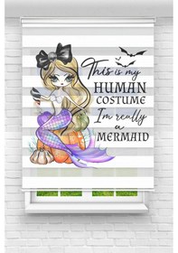 Resim Perdecizade Enxboy Deniz Kızı Dijital Baskılı Zebra Perde-cocuk Odası-stor Perde Pz-2558 Renkli 