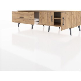 Resim Kronos Tv Ünitesi Tek Raflı Tek Çekmeceli 2 Kapaklı 176x59x51 Çam-çam/çam Atlas Çam/atlas Çam 