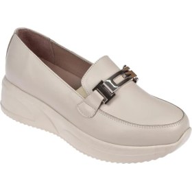 Resim Beety Hakiki Deri Dolgu Taban Kadın Ayakkabı BEE-2237 Bej 