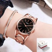 Resim Hanyang Rosegold Kara Kutu 2020 Lüks Gedı Marka Gül Altın Kaplama Bilezik Saatler Kadınlar Bayanlar Kristal Zarif Elbise Kuvars Saatı Relogio Feminino (Yurt Dışından) 