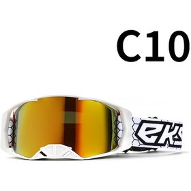 Resim Ccgloball Motosiklet Arazi Gözlüğü Gözlük Bisiklet Gözlüğü C10beyaz Çerçeve Siyah Beyaz Kırmızı Renkli Film 