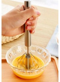 Resim Pratik Paslanmaz Çelik Basmalı Otomatik Çırpıcı Metal Çırpıcı 1 Adet Uzunluk 30cm Renkli 