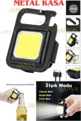 Resim Janva 1200 Mah Mini Led, Anahtarlı El Feneri, Flash, Mıknatıslı , Su Geçirmez, Şişe Açacaklı , Şarjlı 