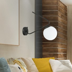 Resim Mildred Siyah Duvar Lambası Yatak Odası-Yatak Başı-Banyo Için Modern Aplik 