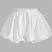 Resim Kadınlar için Beli Düğmeli Çift Katmanlı Fırfırlı Etek - Düz Renk Beyaz, Kemerli Bel ve Yan Delik, Hafif Polyester, Bahar Yaz Sonbahar Rahat Kıyafetler, Mevsimlik Moda, Kadın Tarzı, Zarif Tasarım 
