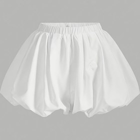 Resim Kadınlar için Beli Düğmeli Çift Katmanlı Fırfırlı Etek - Düz Renk Beyaz, Kemerli Bel ve Yan Delik, Hafif Polyester, Bahar Yaz Sonbahar Rahat Kıyafetler, Mevsimlik Moda, Kadın Tarzı, Zarif Tasarım 
