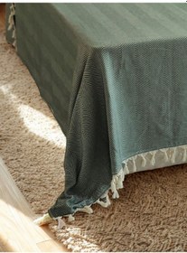 Resim %100 Pamuk Koltuk Örtüsü - Çok Amaçlı Koltuk Şalı, Pike, Piknik Örtüsü-170x220cm Yesıl Yeşil 