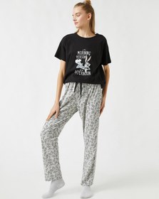 Resim Bugs Bunny Lisanslı Pamuklu Kısa Kollu Pijama Takımı 