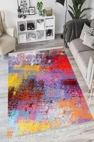 Resim Pastel Westa Kaymaz Tabanlı Yıkanabilir Antibakteriyel Dijital Baskı Pastel Halı Kilim, PS-6024A-WST-100X400 