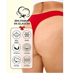 Resim Alya Underwear Yeni Yıl Temalı Baskılı String, Kırmızı Tanga Külot Aşk Tanrısı Tekli Paket Kırmızı At Baskılı 