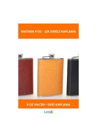 Resim Paslanmaz Çelik Derili 9 Oz Matara Şık Ve Dayanıklı Çok Renkli 