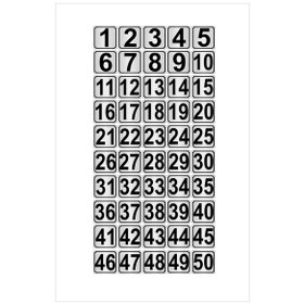 Resim Metal Kapı,masa,dolap Numarası 5cmx5cm 50 Adet (1…50) Gümüş Renk Metal 