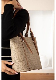 Resim Just Polo Kadın Büyük Boy Lüks El Çantası Ebat : 24 X 27 Cm Shopper Vizon - Taba 