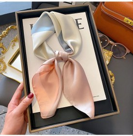 Resim Irojeff Lüks Kadın İpek Şal - Moda Saten Başörtüsü Ve Saç Bandı Pembe 