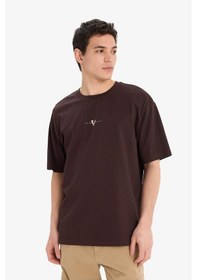 Resim Defacto Vikings Valhalla Boxy Fit Bisiklet Yaka Sırt Baskılı Kısa Kollu Tişört E9294ax25aubn116 Kahve 