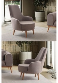 Resim Rebull Keten Berjer Kahverengi Tekli Koltuk Kahverengi 